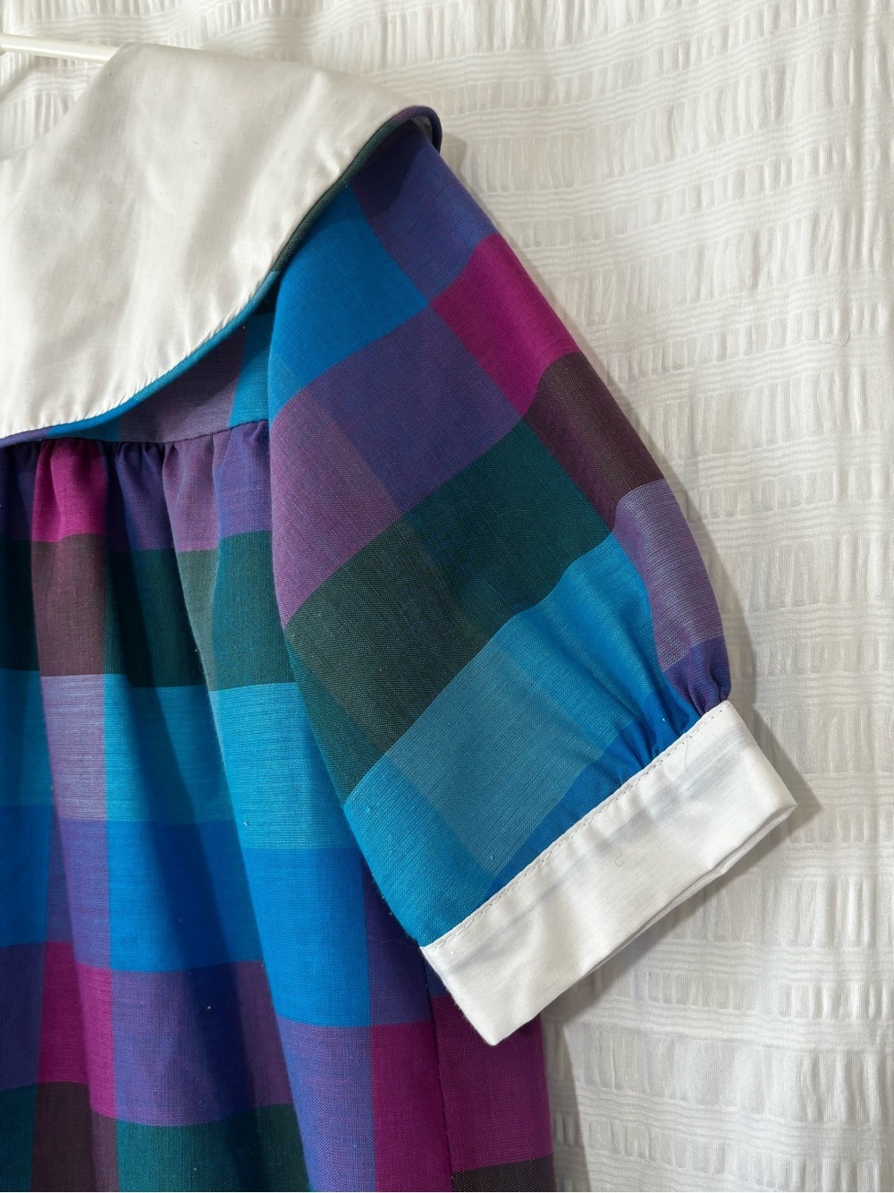 Vintage Jewel Plaid Dress with White Collar Size 6 - Picture 2 of 7